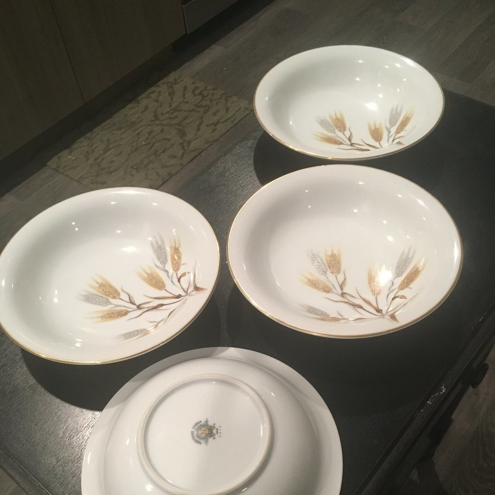 Noritake fine china Japan #5414 Wheaton Golden Wheat Dishes 4 bowls